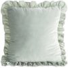 Poszewka Brenda1 oliwkowa 45 X 45 CM – welwetowa z falbankami