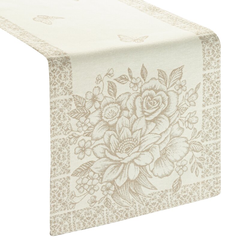 Obrus gobelinowy BENE kremowy 40 X 135 CM – stylowy bieżnik na stół