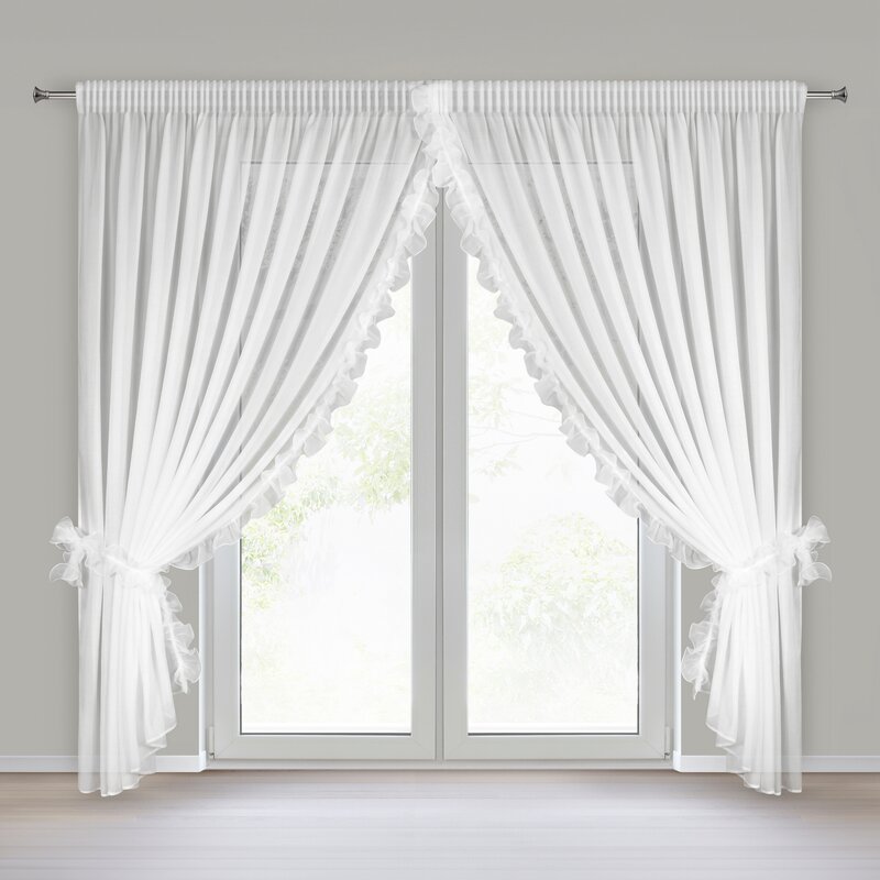 Firana gotowa szyfonowa Gabriela 1 biała 400 X 250 cm – lekka i zwiewna