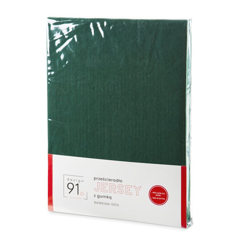 Prześcieradło z gumką Jersey D91 butelkowy zielony 180 X 200 X 25 CM – miękkie i elastyczne