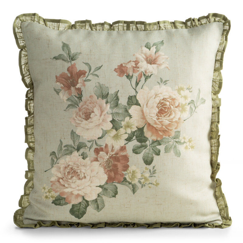 Poszewka Fiore 2 oliwkowa 45 X 45 cm – kwiatowy akcent