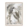 Obraz ręcznie malowany z papugami popielaty 50 X 70 X 3 CM – nowoczesny akcent