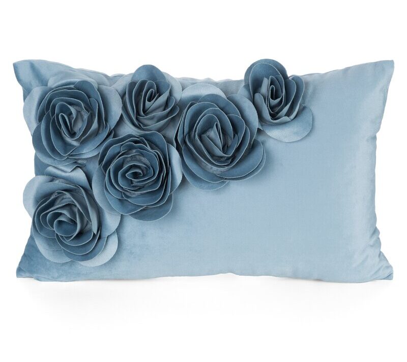 Poszewka welwetowa Flores 1 ciemnoniebieska 30 X 50 CM – miękka i dekoracyjna