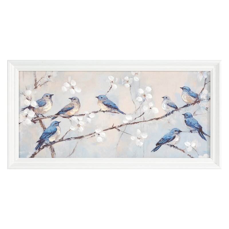Obraz 757 jasnobeżowy 60 X 30 X 2 CM – motyw ptaków i kwiatów