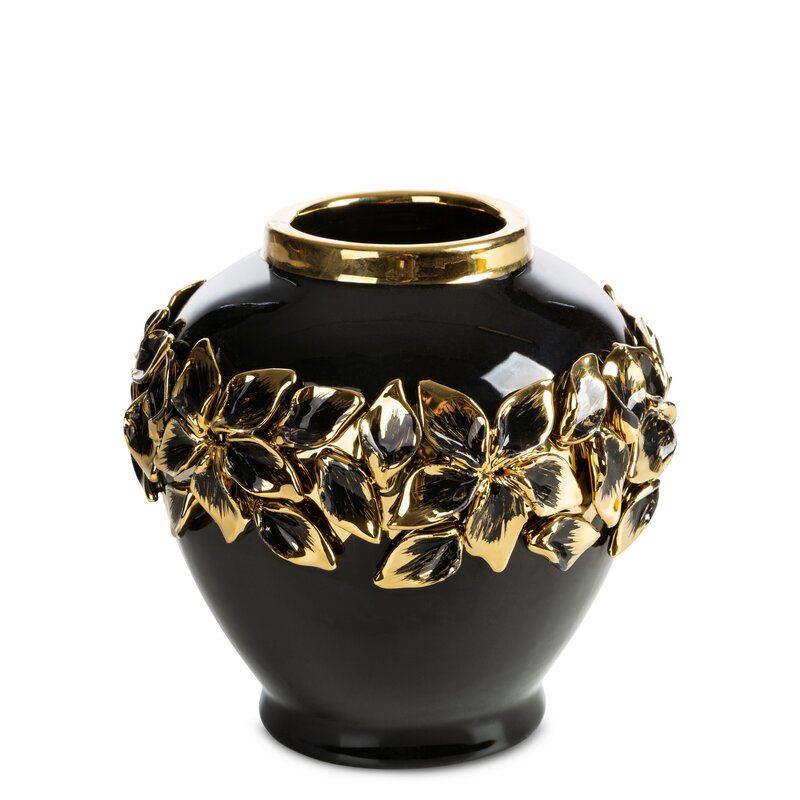 Wazon ceramiczny Kira czarny O 16 x 16 cm – na kwiaty i dekoracje